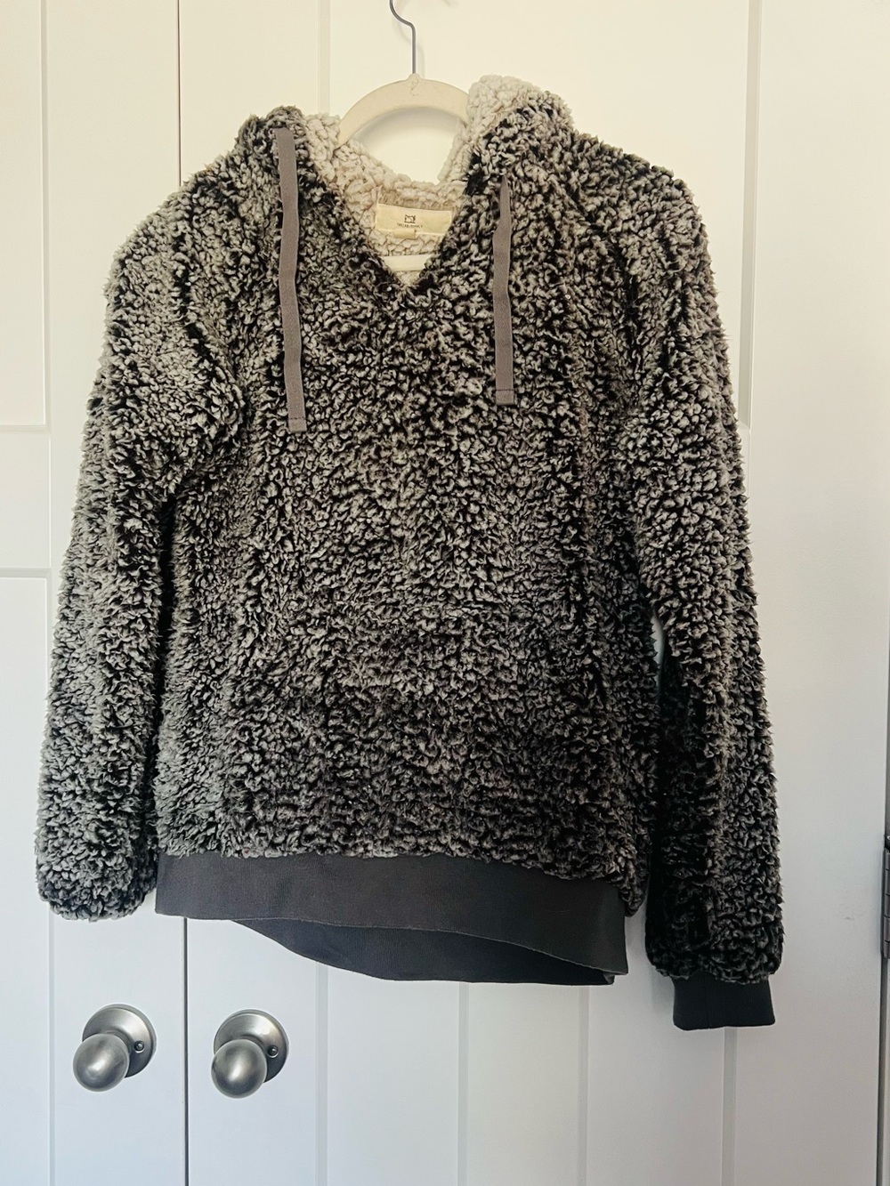Thread & Supply Plush Sherpa Hoodie in Charcoal and Cream